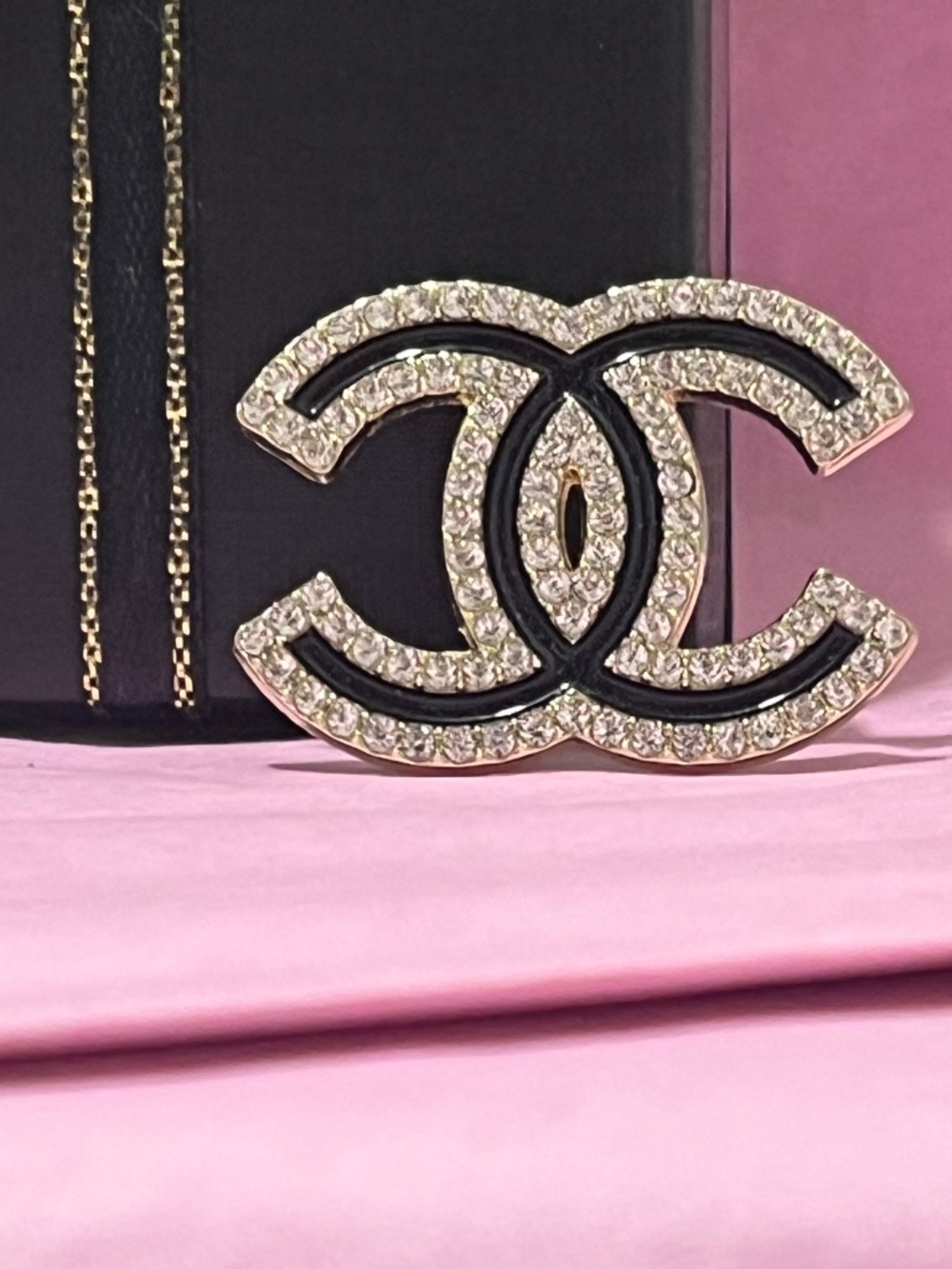 Small Black CC Brooch